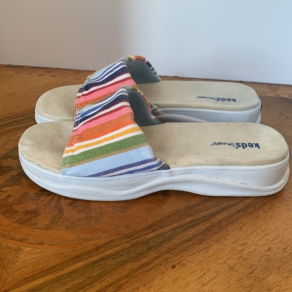 Keds PureFit Striped Canvas Slides Sandals Women’s Size 7 Very Cushioned Footbed - Picture 6 of 7